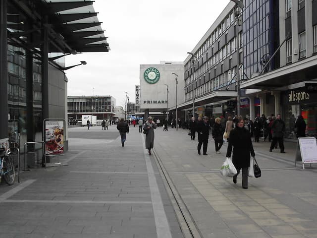 Town Square, Basildon town centre, with the Mother and Child fountain